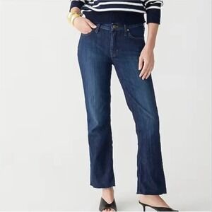 J. Crew Womens 9" Demi Boot Crop Jean Size 26 Raw Hem Blue Dark Wash